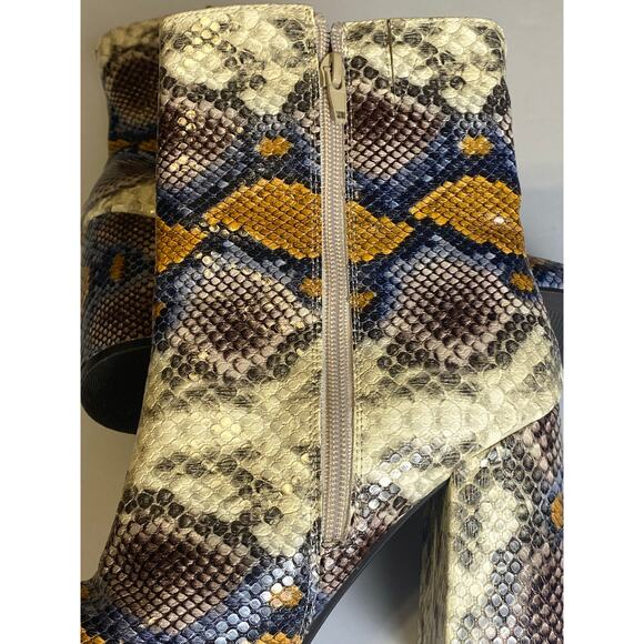 The Limited Erica Mid-Calf Brown Blue Snakeskin Block Heel Boots Size 9.5 - Picture 6 of 10
